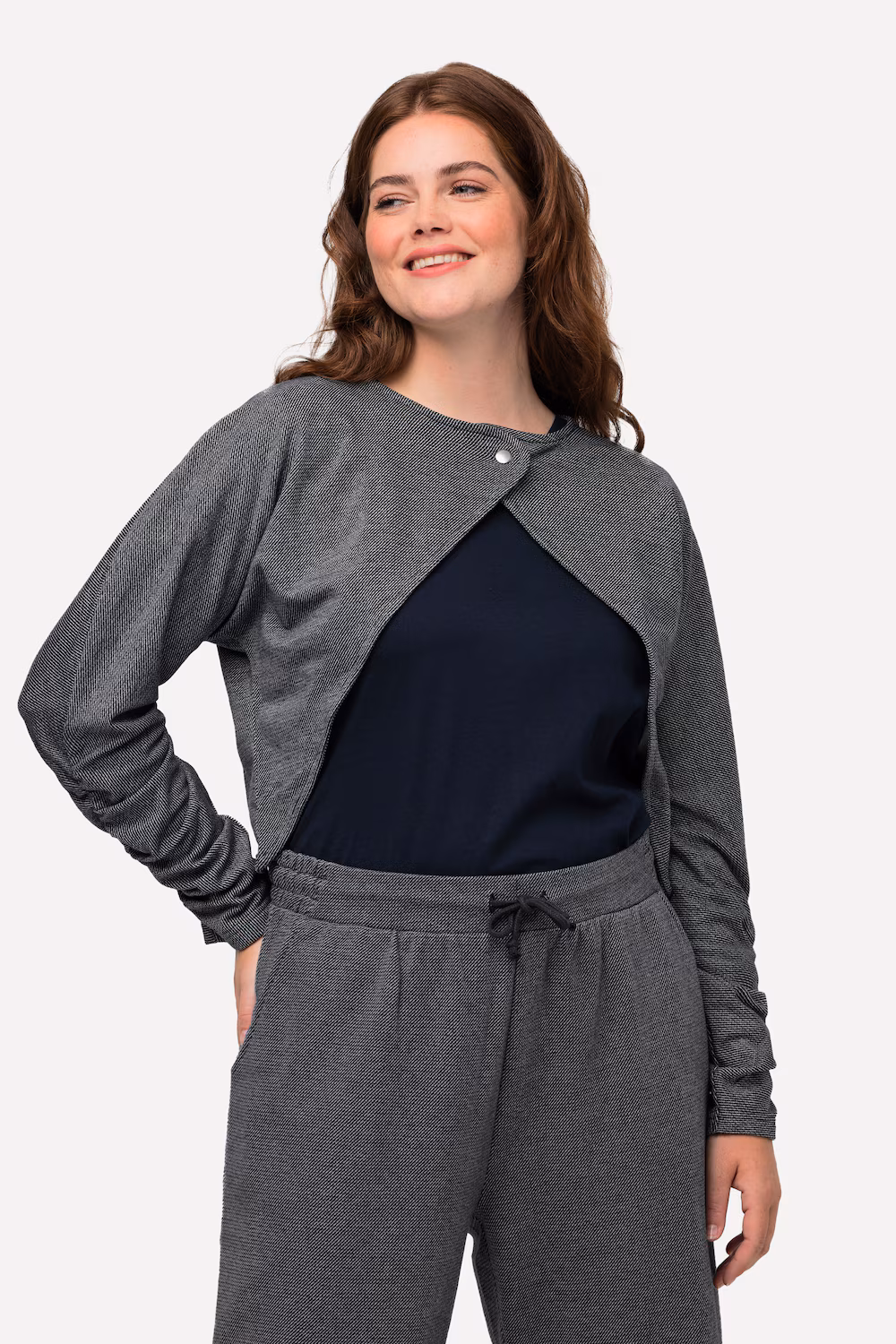 Bild von Große Größen Sweat-Bolero, Damen, blau, Größe: 50/52, Baumwolle, Ulla Popken