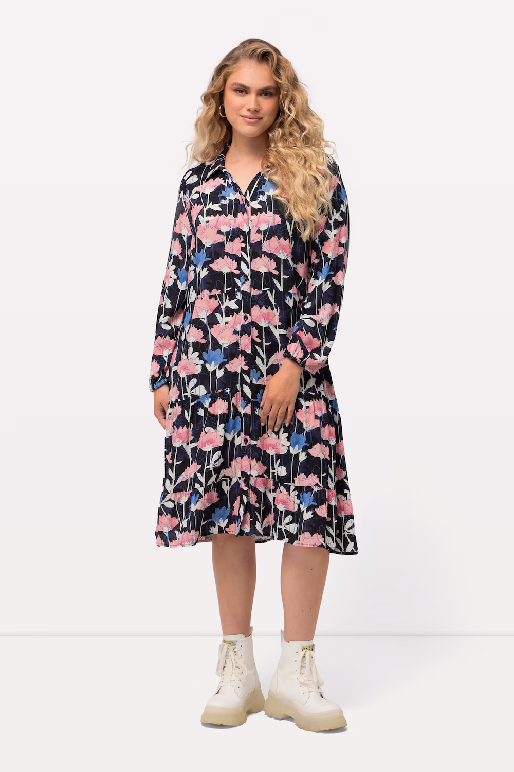Bild von Große Größen Midikleid, Damen, blau, Größe: 46/48, Viskose, Ulla Popken