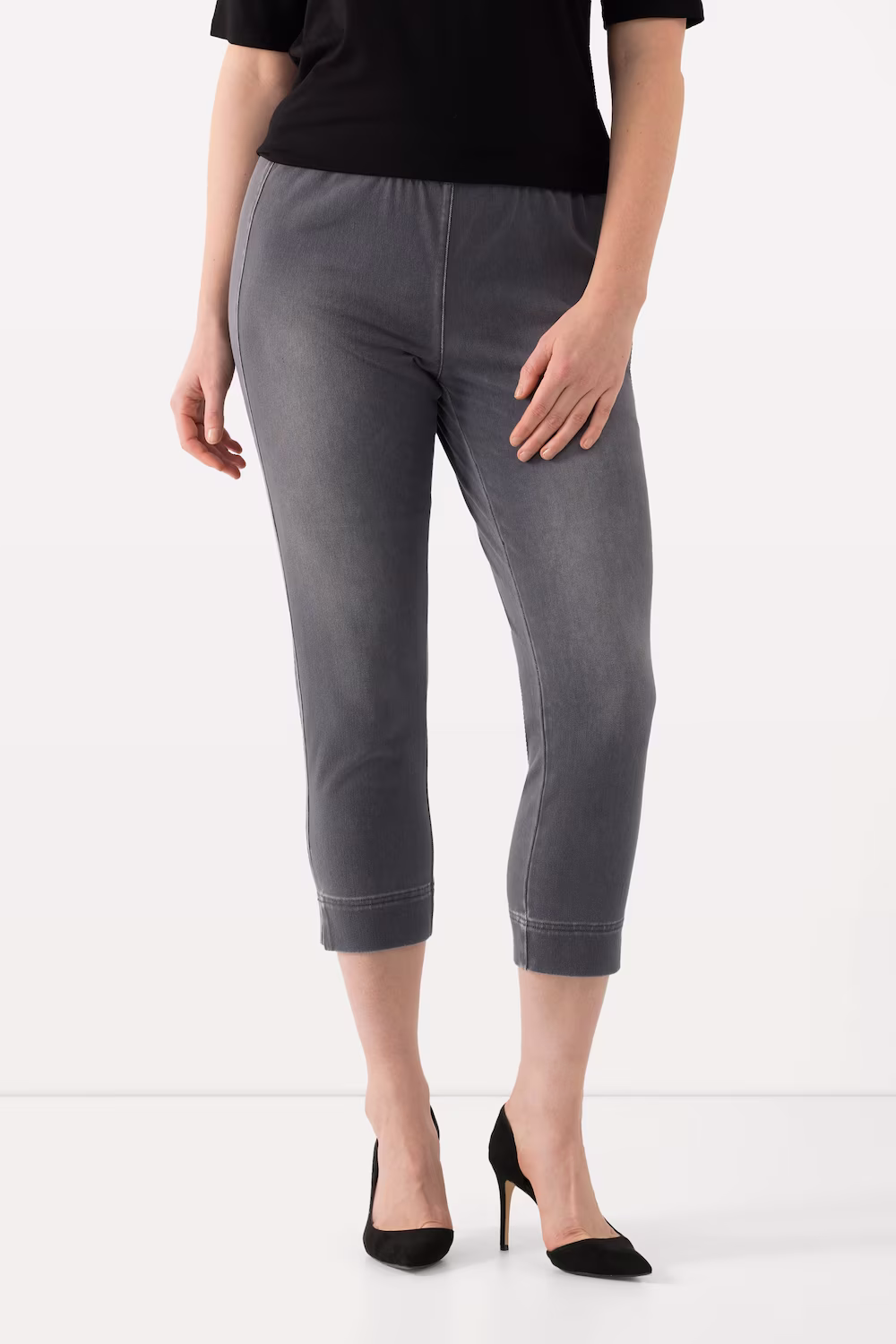 Bild von Große Größen Jersey-Capri Sienna, Damen, grau, Größe: 46, Baumwolle/Polyester/Elasthan, Ulla Popken