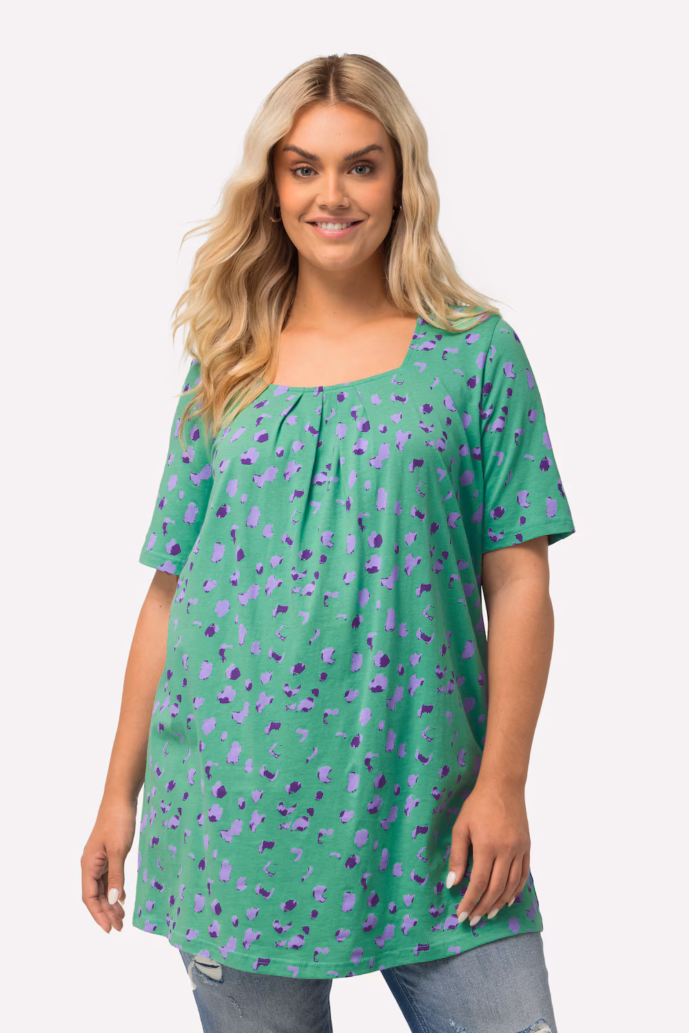 Bild von Große Größen Longshirt, Damen, türkis, Größe: 50/52, Baumwolle, Ulla Popken