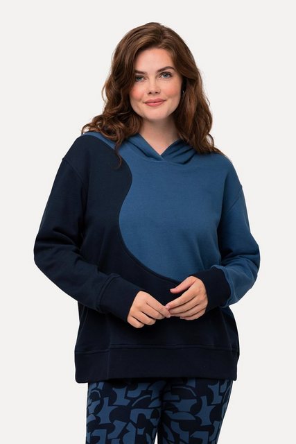 Bild von Ulla Popken Sweatshirt Hoodie Colorblocking Kapuze Langarm Biobaumwolle