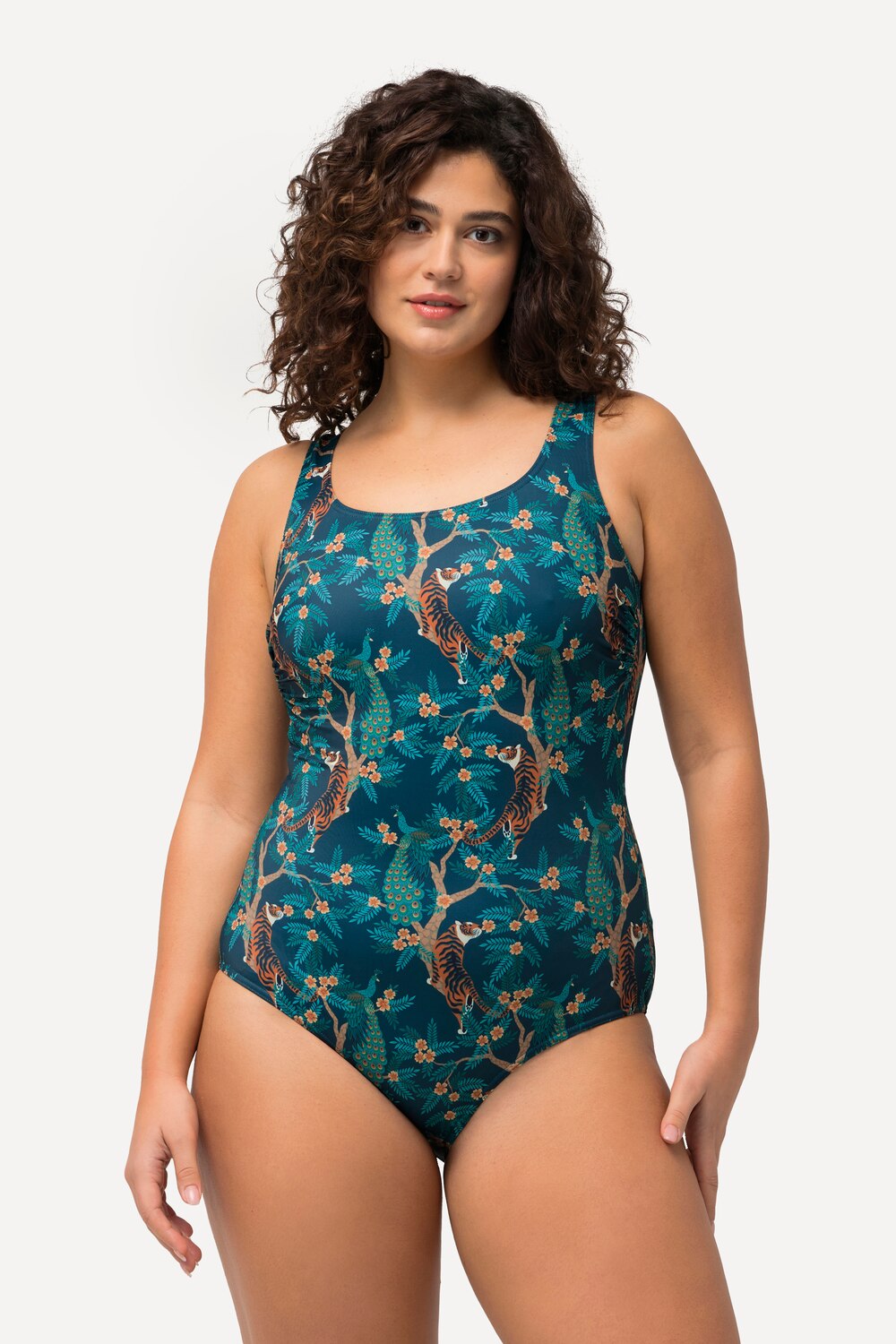 Bild von Große Größen Badeanzug, Damen, türkis, Größe: 58/60, Polyester/Elasthan, Ulla Popken