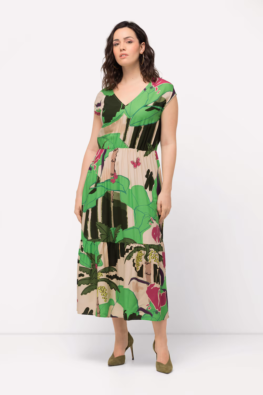 Bild von Große Größen Maxikleid, Damen, grün, Größe: 60, Viskose, Ulla Popken