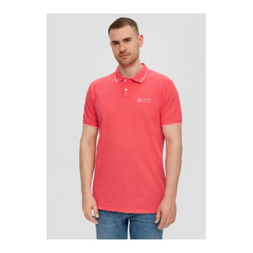 Bild von s.Oliver Kurzarmshirt Poloshirt mit Piquêstruktur und Logo-Print Garment Dye