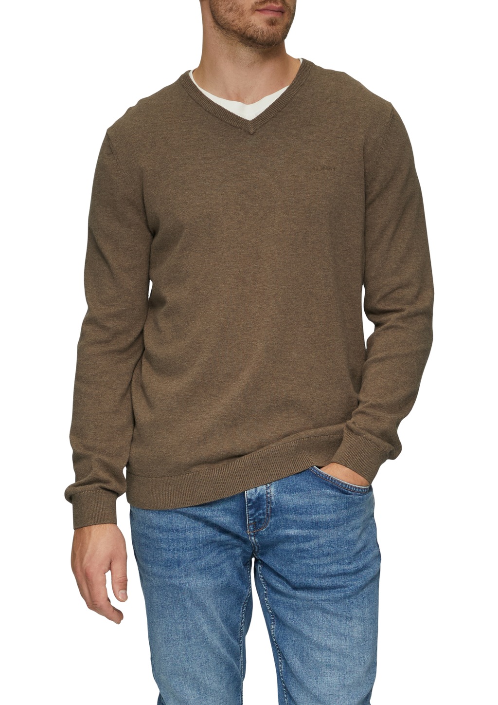 Bild von s.Oliver Strickpullover, in melierter Optik mit Logo-Stickerei