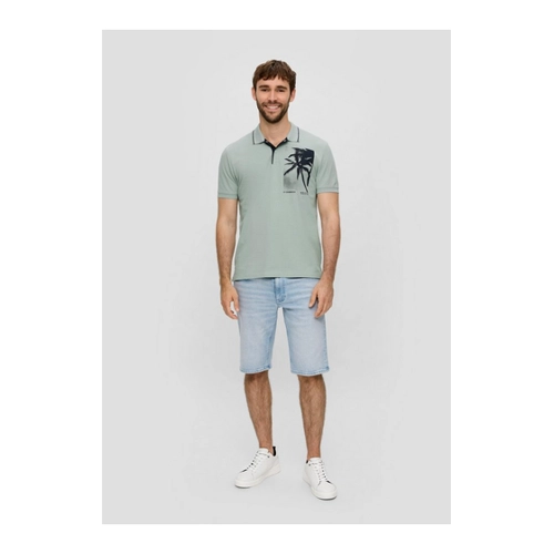 Bild von s.Oliver Kurzarmshirt Poloshirt aus Baumwolle mit Frontprint und Kontrast-Detail