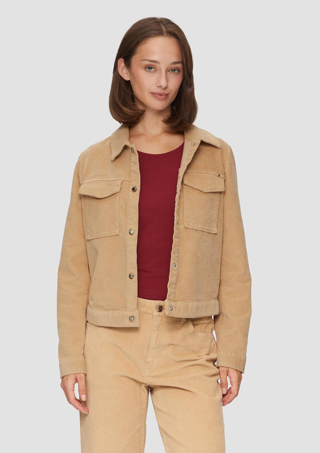 Bild von s.Oliver Funktionsjacke Verkürzte Cordjacke mit Druckknöpfen