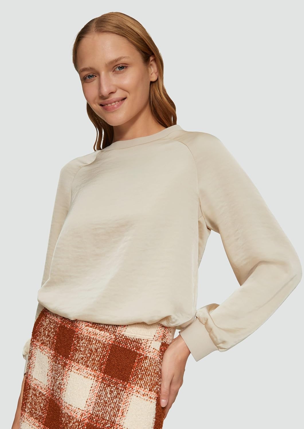 Bild von s.Oliver Damen 2158758 Satin Blusenshirt Langarm, Braun 8058, 34