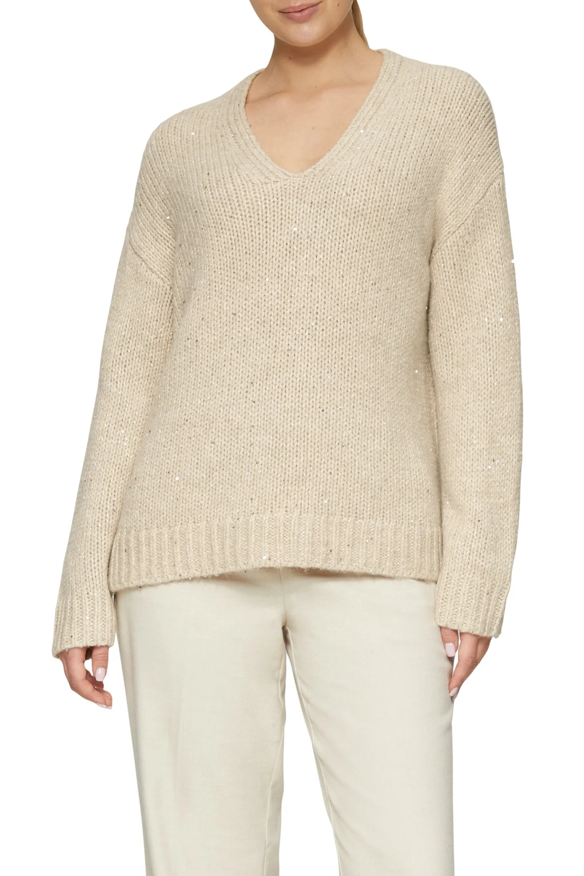 Bild von s.Oliver Strickpullover Oversized Strickpullover mit Glitzergarn und Pailletten Pailletten