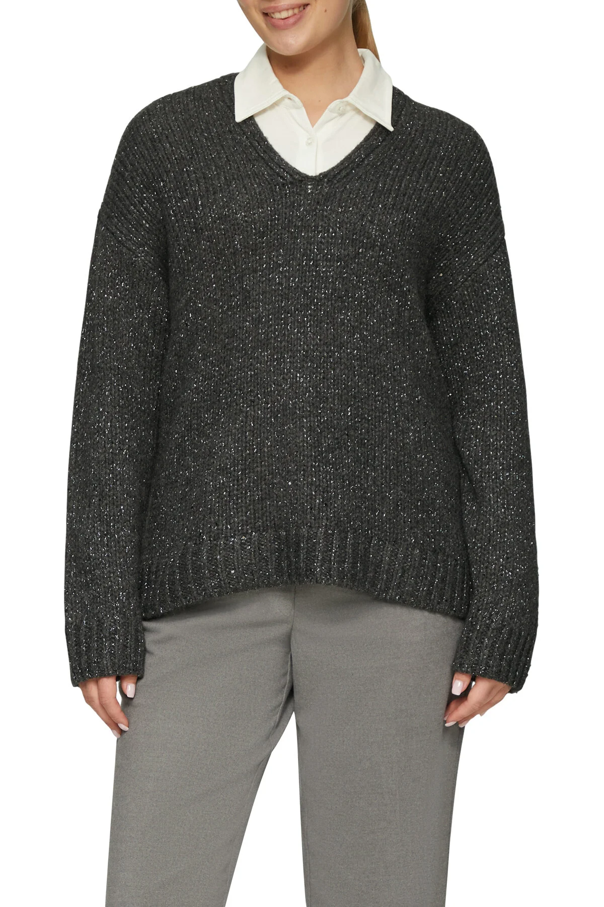 Bild von s.Oliver Strickpullover Oversized Strickpullover mit Glitzergarn und Pailletten Pailletten