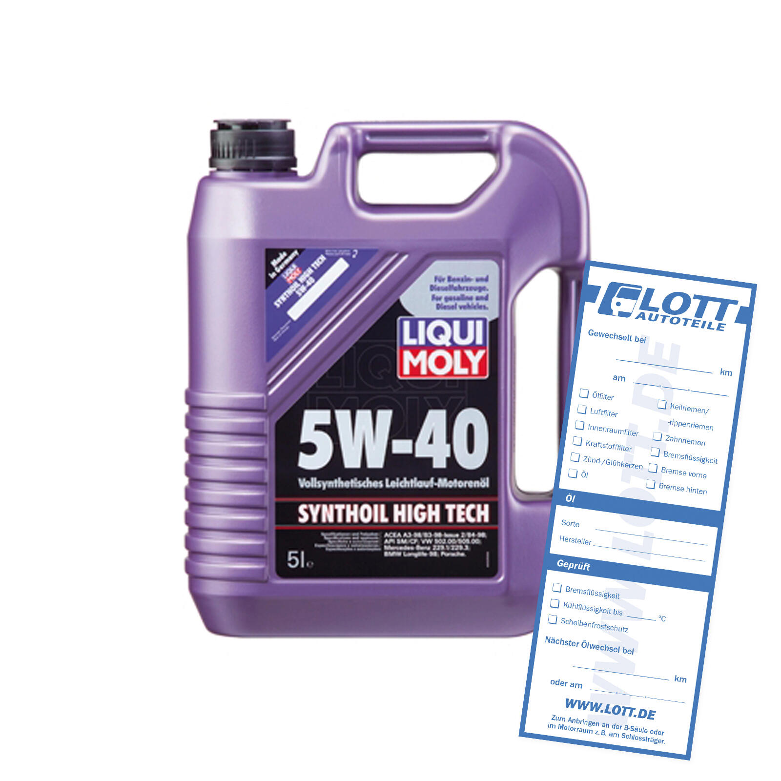 Bild von Liqui Moly Synthoil High Tech 5W-40 5l Motoröl 1856 VOLKSWAGEN: Passat B5 Estate, Golf 4, Golf 5, AUDI: Q3, A8 D3, A4 B8 Avant
