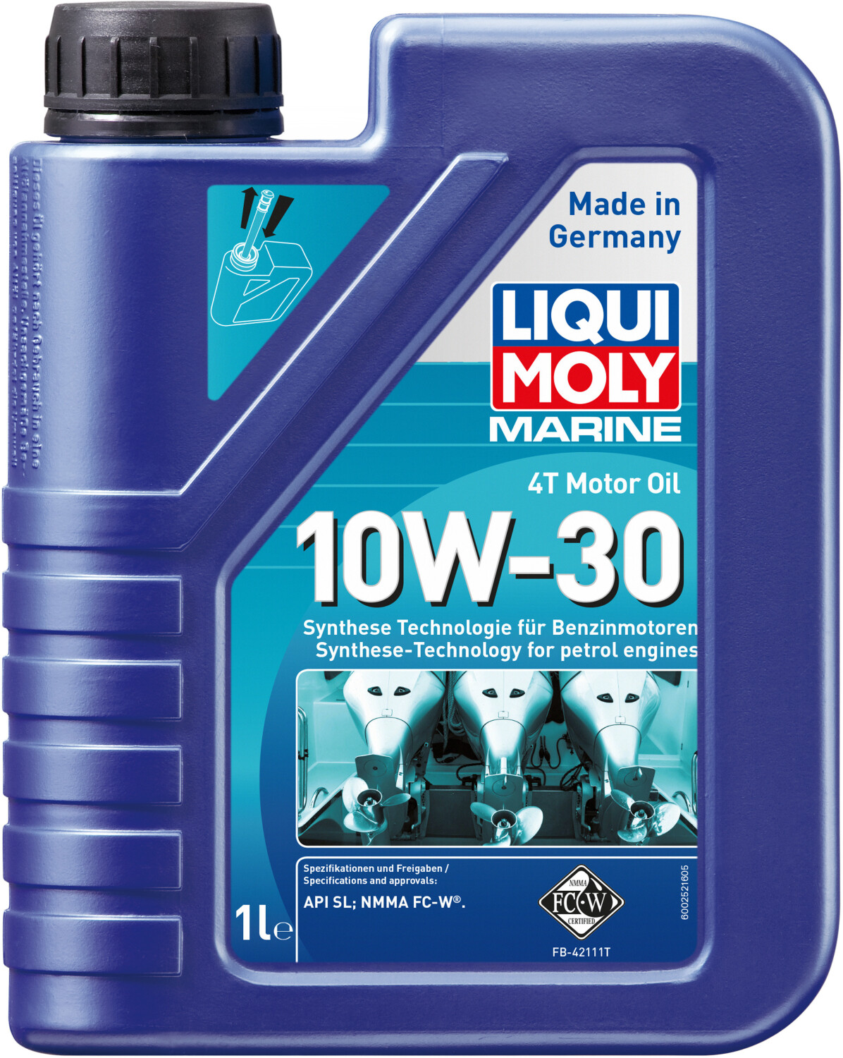 Bild von LIQUI MOLY Marine 4T Motor Oil 10W-30 | 1 L | Boot Motoröl | Art.-Nr.: 25022, farblos