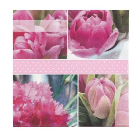 Bild von Jet Papier Servietten Tulipes Roses pink, ca. 33x33cm, 20 Stück