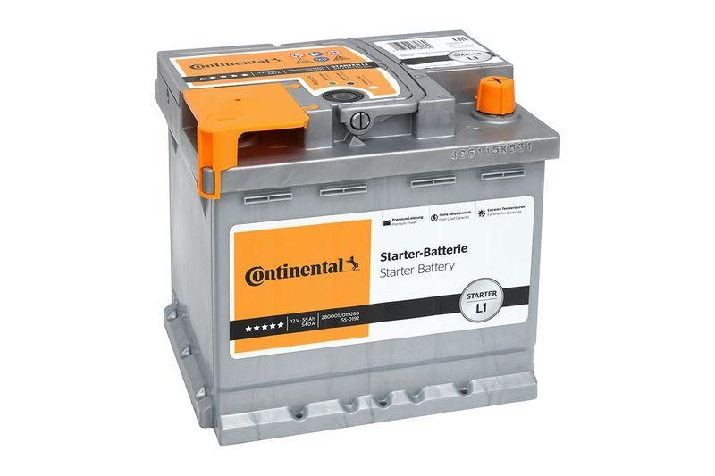 Bild von CONTINENTAL 12V, 55 Ah, 540 A Starterbatterie 12V 55Ah 540A für RENAULT HYUNDAI VW DACIA PEUGEOT FIAT TOYOTA AUDI SMART OPEL BMW CHEVROLET 5600KJ 6121