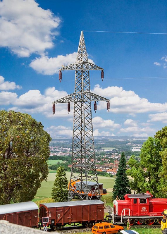Bild von Faller FA130898 2 Freileitungsmasten (110 kV) Modellbausatz, Zubehör, Mehrfarbig, Large