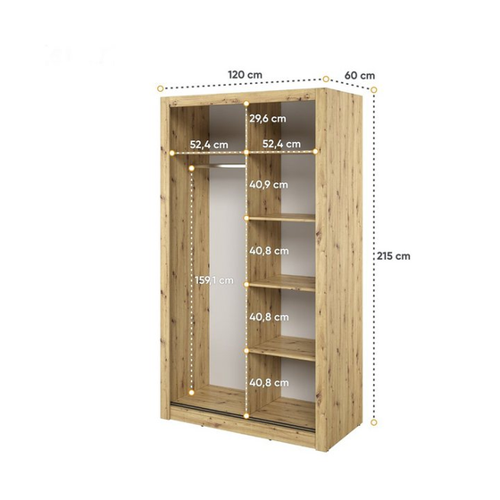 Bild von Compleo Kleiderschrank ARTI 19 – Moderner Schwebetürenschrank mit Spiegel