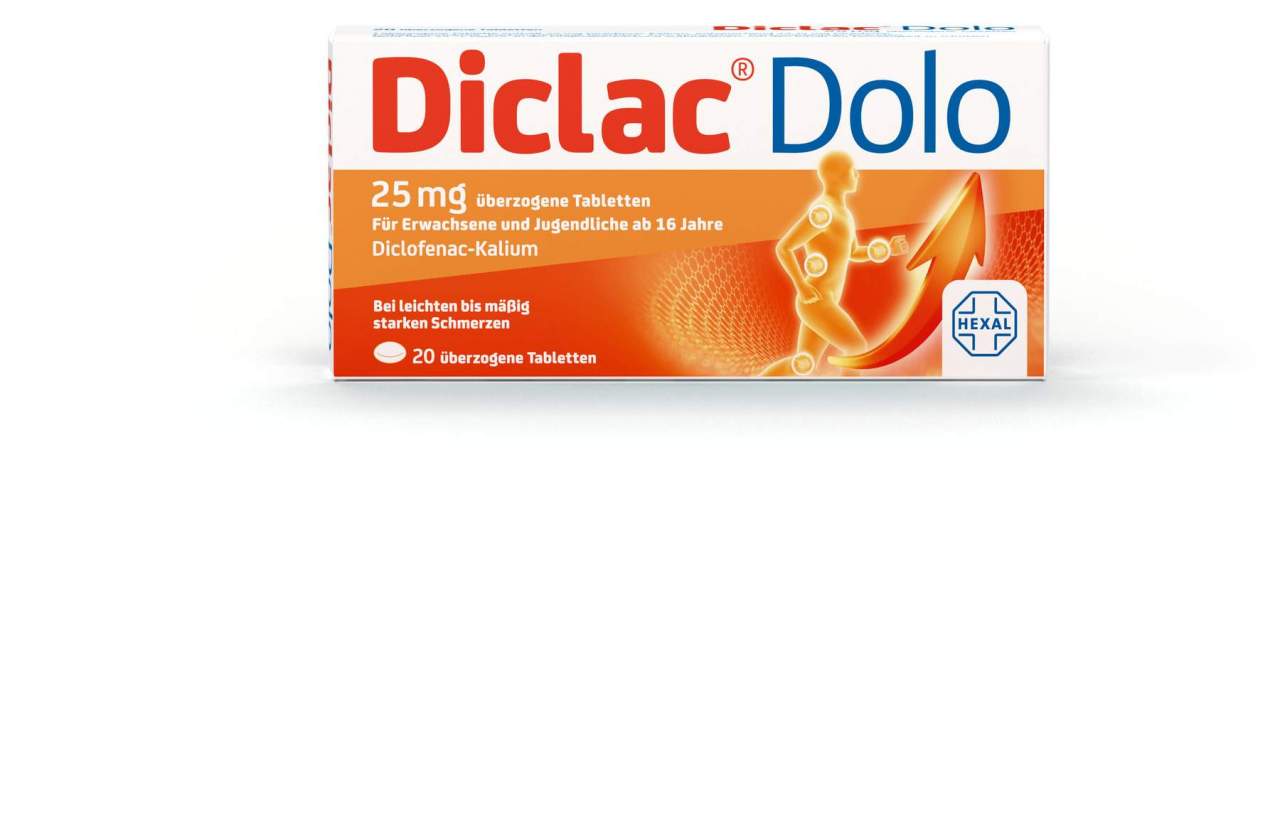 Bild von Diclac Dolo 25 mg 20 Überzogene Tabletten - Bei leichten bis mäßig starken Schmerzen