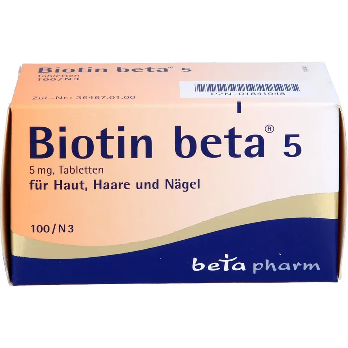 Bild von Biotin Beta 5 100 Tabletten - Für Haut-Haare-Nägel