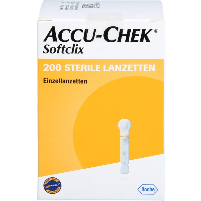 Bild von Roche Lanzetten Accu-Chek Softclix Lanzetten Blutzucker 0,4mm, 28,00G, Spar-Set, Silikonbeschichtung für hautschonende Injektionen, 200 tlg., Präzise Lanzetten für Blutzuckermessungen