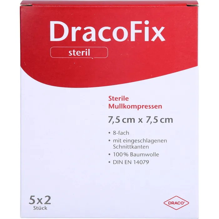 Bild von Dracofix Peel Kompressen Steril 7,5x7,5cm 8fach 5x2 Kompressen - Zur Wundbehandlung