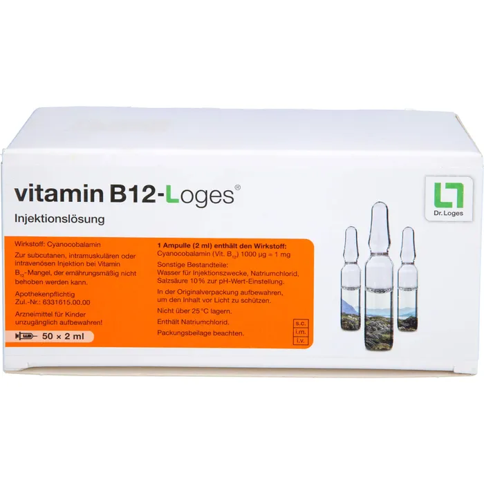 Bild von Vitamin B12 Loges Injektionslösung 50 X 2 ml Ampullen - Bei Vitamin B12 Mangel