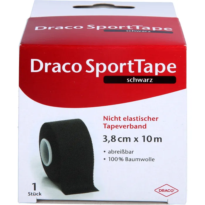 Bild von Draco Sporttape Tapeverband 10 M X 3,8 cm Schwarz 1 Verband - Zur Wundversorgung
