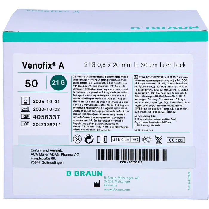 Bild von VENOFIX A Venenpunktionsb.21 G 0,8x19mm 30cm grün 50 St.