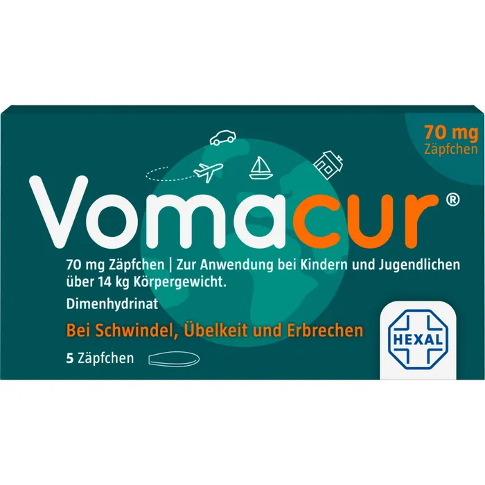 Bild von Vomacur 70 5 Zäpfchen - Bei Übelkeit und Erbrechen