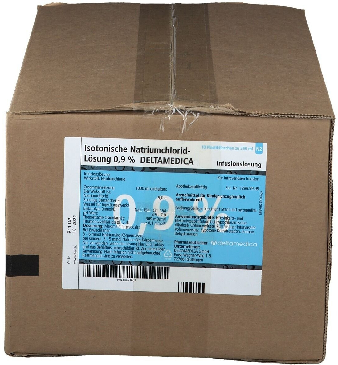 Bild von Kochsalzlösung 0,9% Plastikflasche 10x250 ml Infusionslösung - Infusionslösung