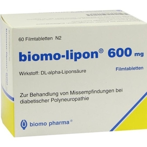 Bild von Biomo Lipon 600 60 Filmtabletten - Bei diabetischen Nervenschädigungen ( Polyneuropathie)