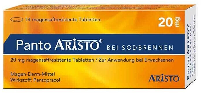 Bild von Panto Aristo bei Sodbrennen 20 mg 14 Magensaftresistente Tabletten - Bei Sodbrennen