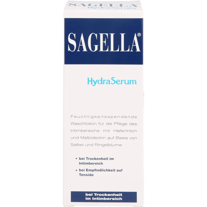 Bild von SAGELLA HydraSerum: Feuchtigkeitsspendende Intimwaschlotion bei Trockenheit im Intimbereich, sanft für sensible Haut, 200 ml