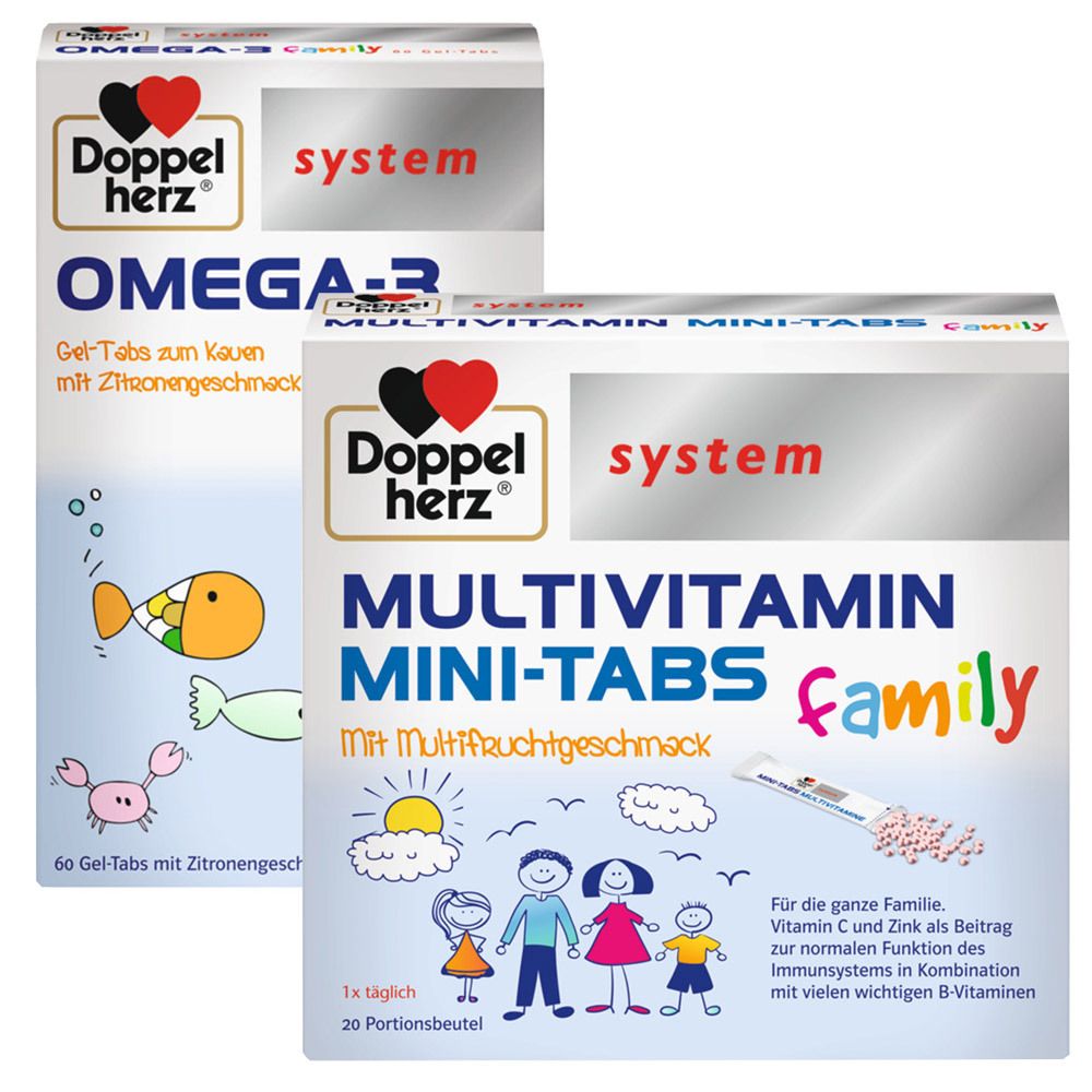 Bild von Doppelherz® system OMEGA-3 family + system MULTIVITAMIN MINI-TABS family