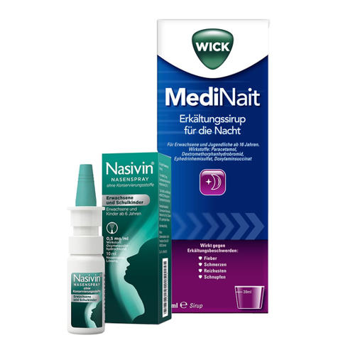 Bild von WICK MediNait Erkältungssirup für die Nacht + Nasivin® Nasenspray für Erwachsene und Schulkinder