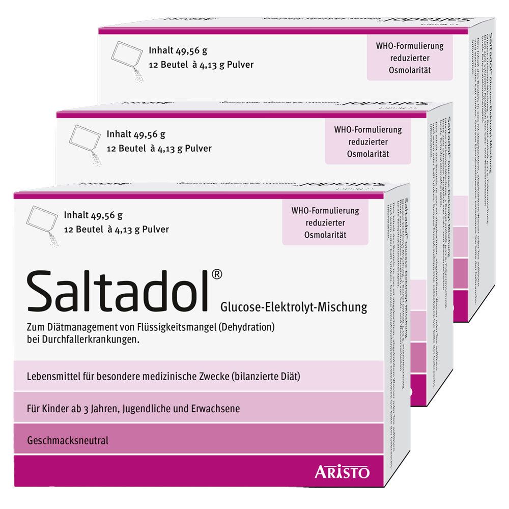 Bild von Saltadol® Glucose-Elektrolyt-Mischung – Unterstützung bei Flüssigkeits- und  Elektrolytverlust – Für Kinder ab 3 Jahren und Erwachsene