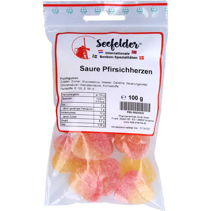 Bild von Seefelder Saure Pfirsichherzen Kda 100 G Bonbons - Bonbons