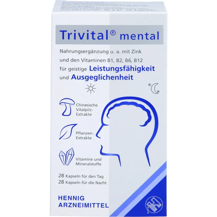 Bild von TRIVITAL mental: Für geistige Leistungsfähigkeit und Ausgeglichenheit, vegan, lactosefrei, glutenfrei, 56 Kapseln
