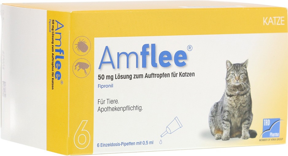 Bild von Amflee 50 mg Lösung zum Auftropfen Für Katzen 3 Pipetten - Bei Floh- und Zeckenbefall