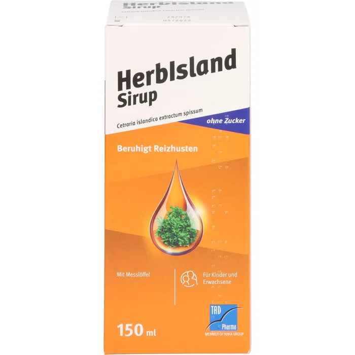Bild von HerbIsland Hustensirup: Hustensaft gegen trockenen Reizhusten mit Isländisch Moos-Extrakt für Erwachsene & Kinder, 150 ml Sirup