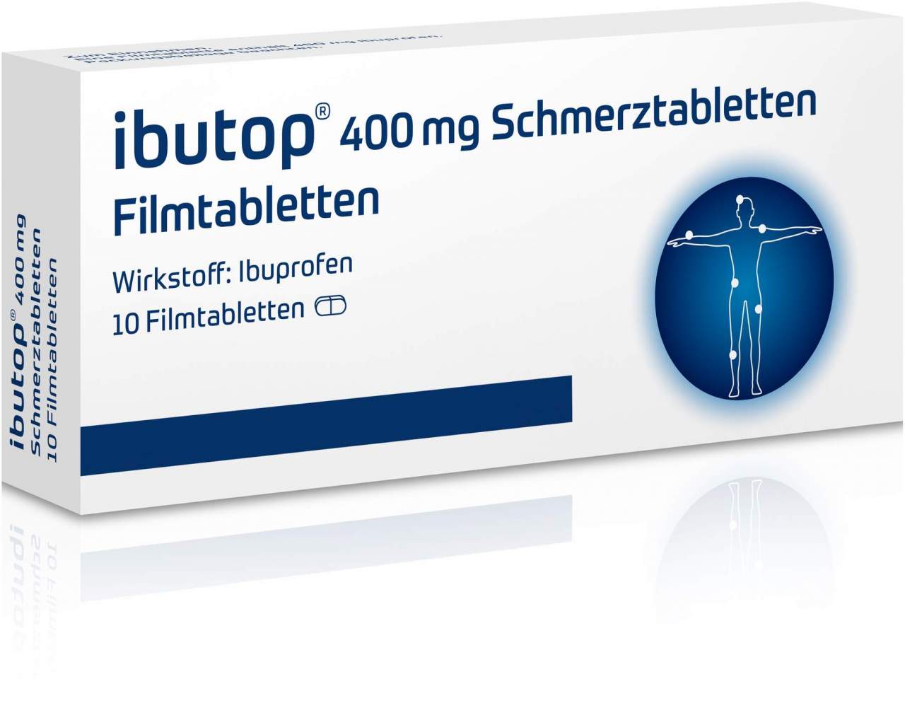 Bild von ibutop 400 mg Schmerztabletten, bei Schmerzen und Fieber, mit Ibuprofen, entzündungshemmend, Linderung von Kopfschmerzen, Zahnschmerzen, Regelschmerzen und Fieber, 10 Tabletten…