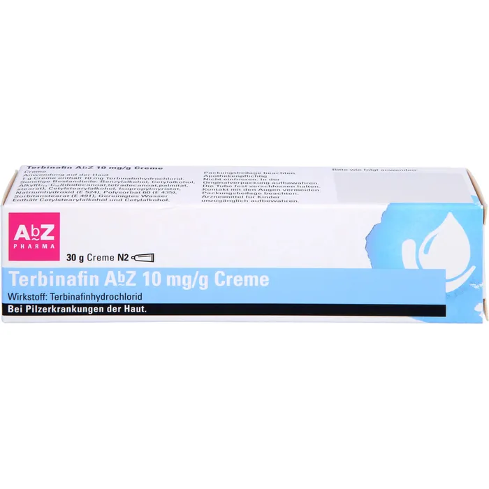 Bild von Terbinafin AbZ 10 mg/g Creme: Zur Behandlung von Pilzinfektionen der Haut. Für Jugendliche ab 12 Jahren und Erwachsene., 30 g Creme