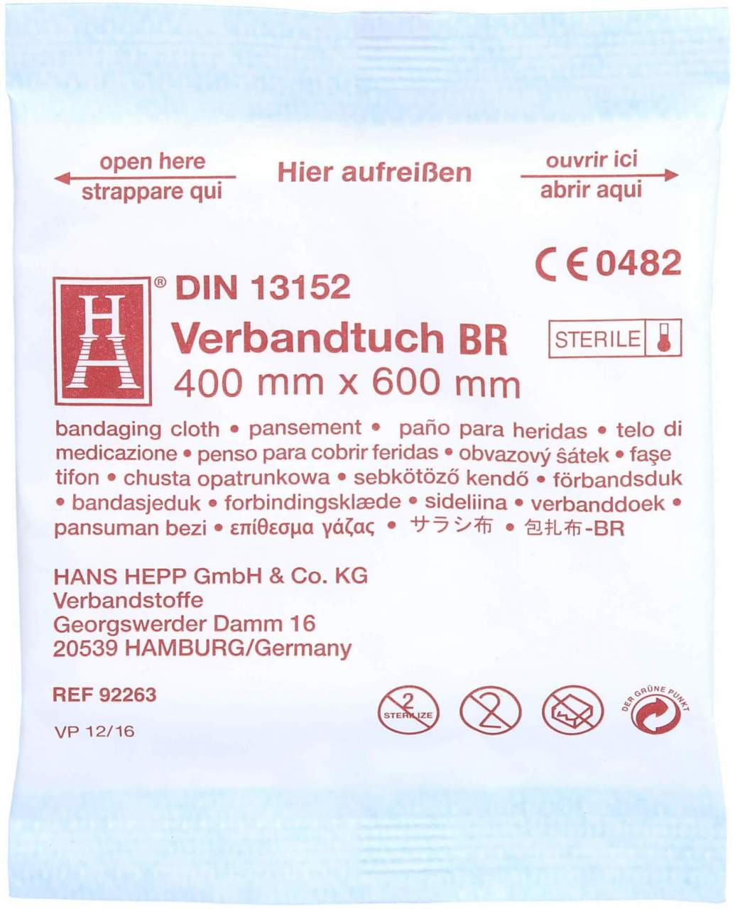 Bild von Verbandtuch 40 X 60 cm Steril Din 13152-Br Verbandk. 1 Stück - Zur Wundversorgung