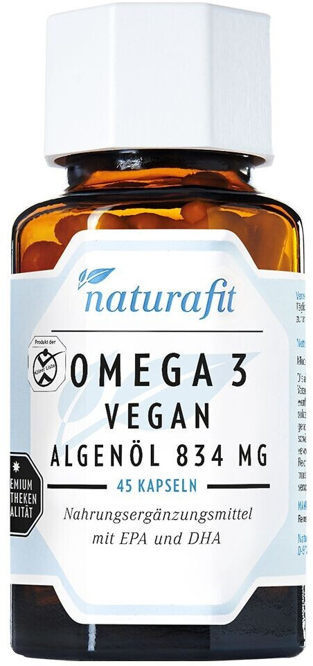 Bild von Naturafit Omega - 3 Vegan Algenöl 834 mg Kapseln 45 Stk - Für Herz und Kreislauf