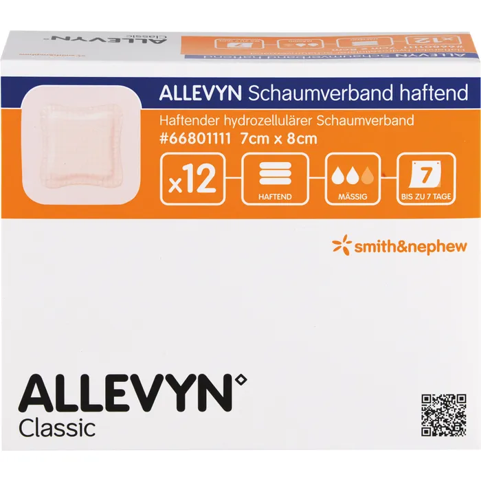 Bild von ALLEVYN Schaumverband 7x8 cm haftend 12 St.