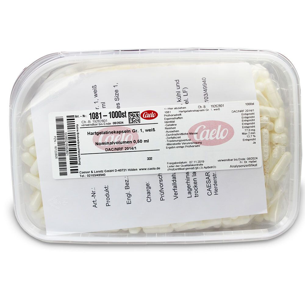 Bild von Hartgelatine Kapseln Gr, 1, weiß