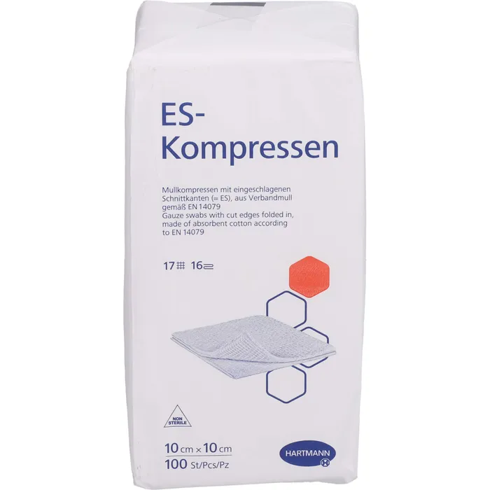 Bild von ES-KOMPRESSEN unsteril 10x10 cm 16fach 100 St.