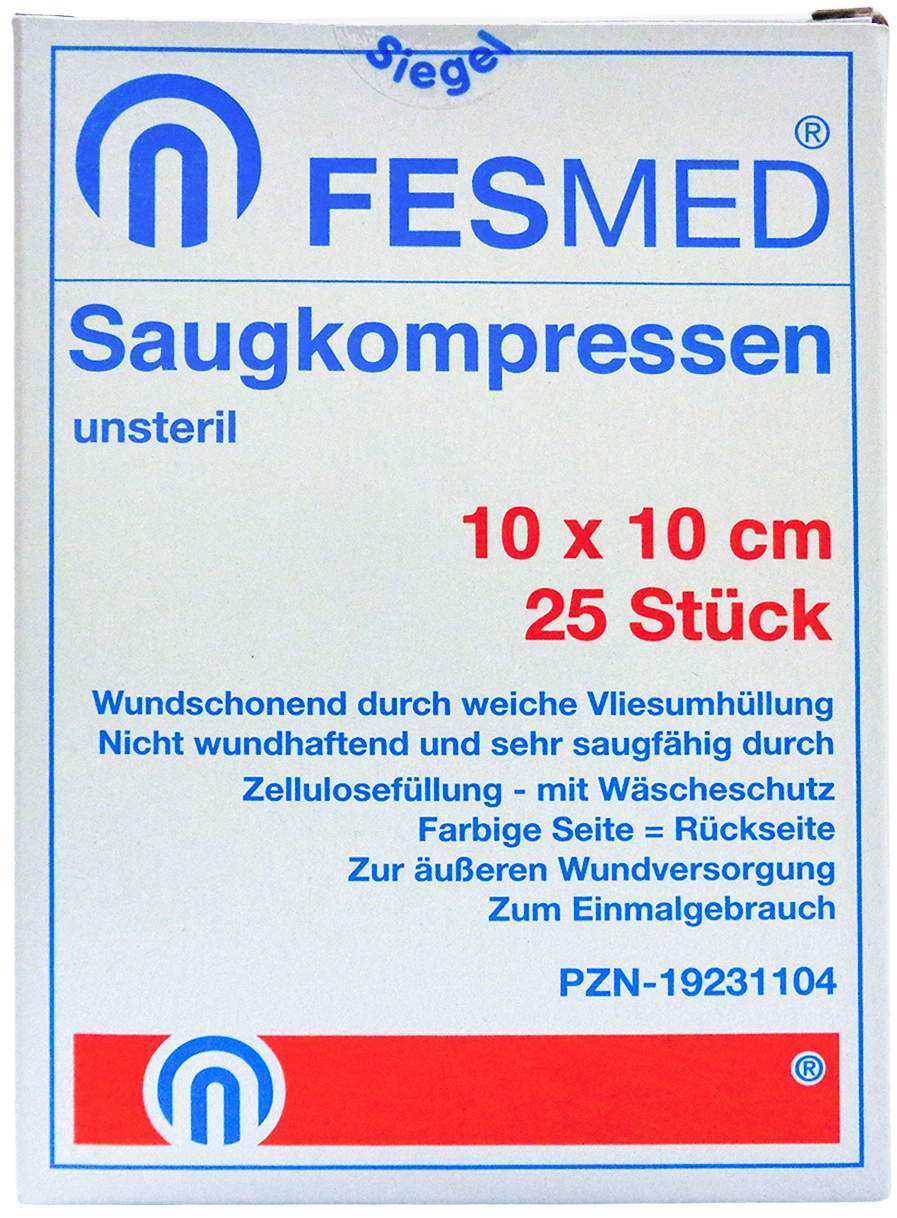Bild von Saugkompressen unsteril Fesmed 10x 10 cm 25 Kompressen - Bei Wunden