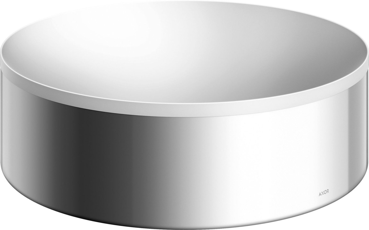 Bild von hansgrohe AXOR Suite	1 x AufsatzwaschtischProduktdetails:	Einbauart: Aufsatz	Material (Waschtisch): SolidSurface	Glanzgrad Keramik: matt, Farbe: weiß	glatte, porenfreie Oberfläche, stoß- und bruchfestes Material	Material (Rahmen): Metall	rundes Design, Durchmesser: 300mm	Beckeninnenhöhe: 80 mm	ohne Hahnloch, ohne Überlauf, ohne Ablaufgarnitur	Hinweis: nur mit nicht verschließbaren Ablaufventilen kombinierbarLieferumfang:	Aufsatzwaschtisch, Designrahmen