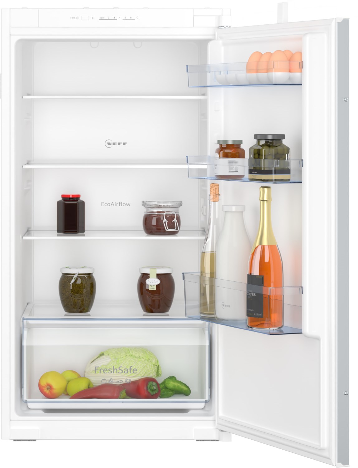 Bild von Neff, KI1311SE0, N30 Einbauk¸hlschrank, 102,5 x 56 cm, 165 L K¸hlen, Made in Germany, Leise, Sicherheitsglas, FreshSafe Schublade, Eco Air Flow f¸r konstante Innentemperatur, Schleppscharnier
