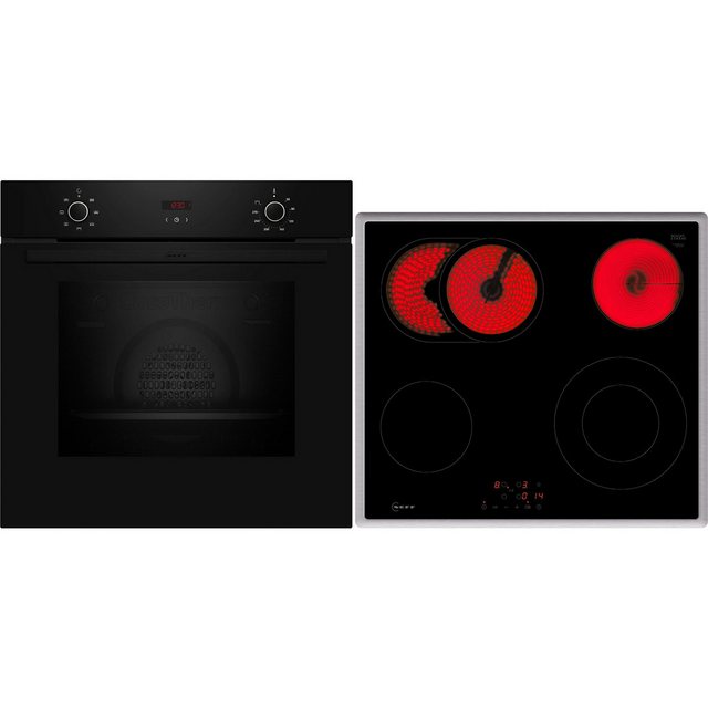 Bild von NEFF BX36B Einbau-Herd-Set N30, Integrierbare Herd-Kochfeld-Kombination 60 cm breit, CircoTherm, Schnellaufheizung, LED-Display, Touch Control, Bräterzone Schwarz